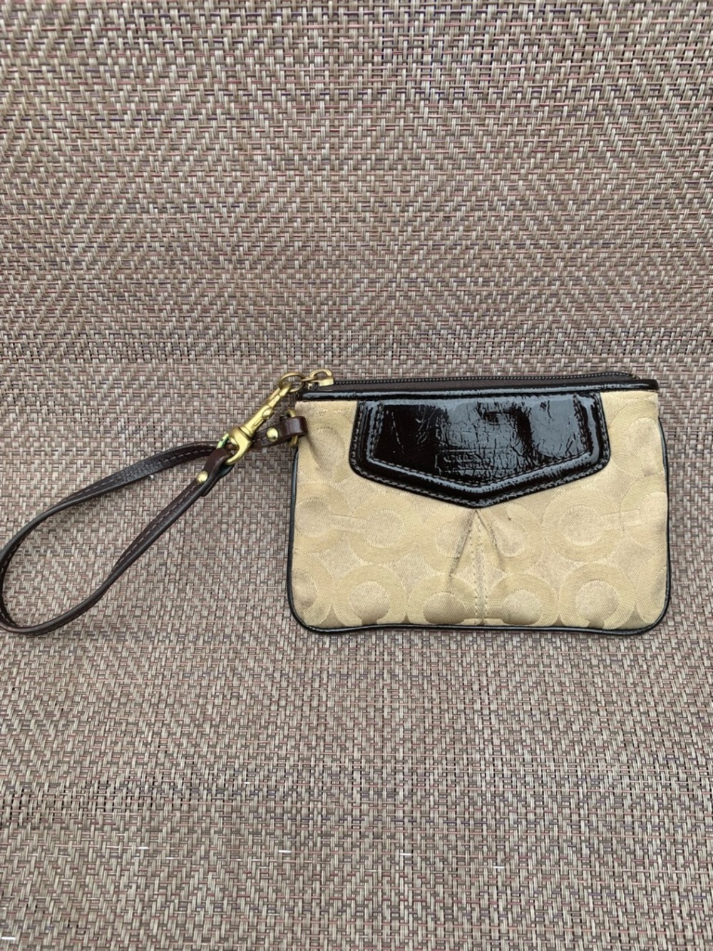 Coach signature canvas wristlet